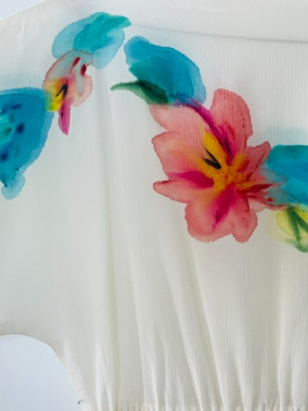 Vintage silk Maxi dress with beautiful watercolors. It looks like a painting S - Picture 3 of 9